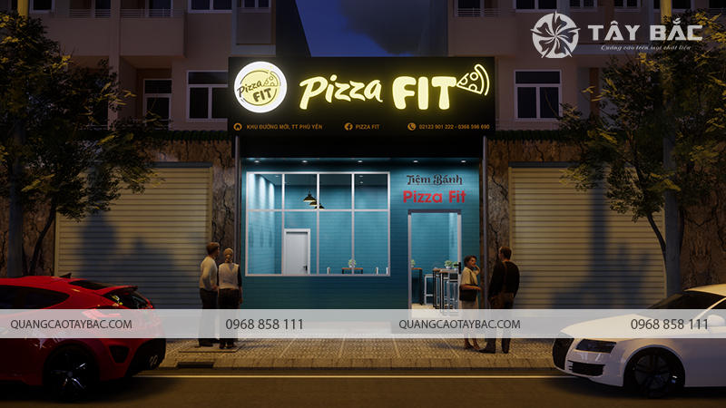 Biển quảng cáo tiệm bánh Pizza Fit