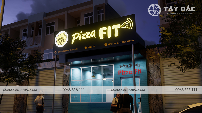 Biển quảng cáo tiệm bánh Pizza Fit