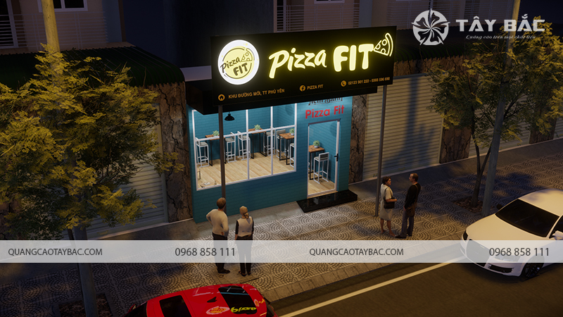 Biển quảng cáo tiệm bánh Pizza Fit