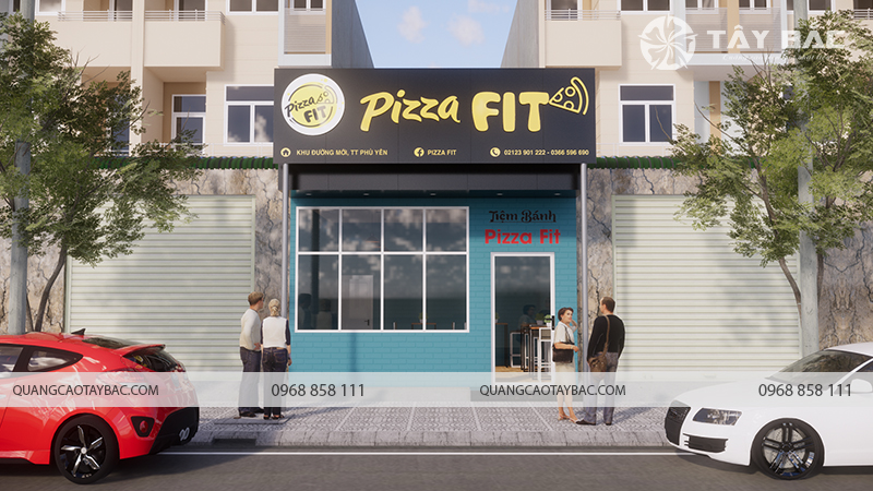 Biển quảng cáo tiệm bánh Pizza Fit