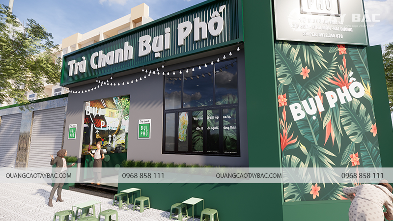 Biển hiệu quán trà chanh Bụi Phố
