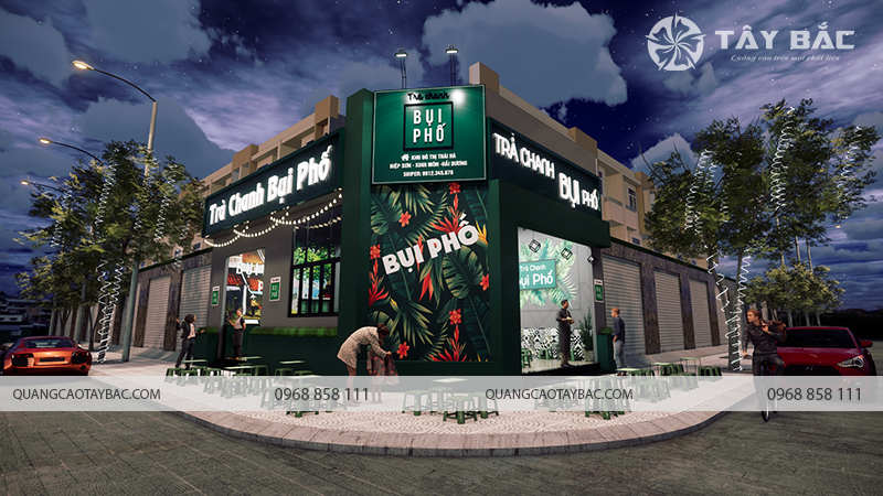 Biển hiệu quán trà chanh Bụi Phố