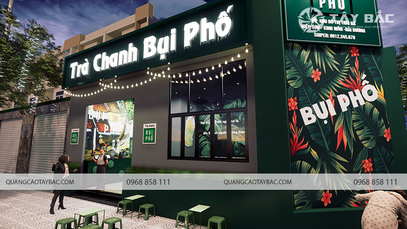 Biển hiệu quán trà chanh Bụi Phố