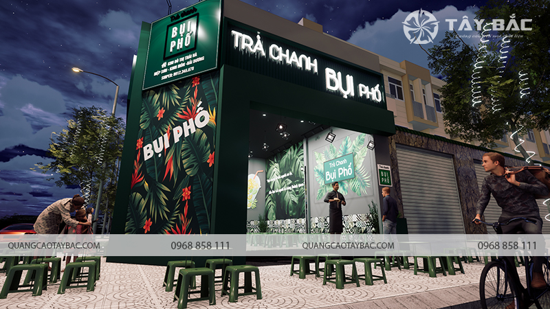 Biển hiệu quán trà chanh Bụi Phố