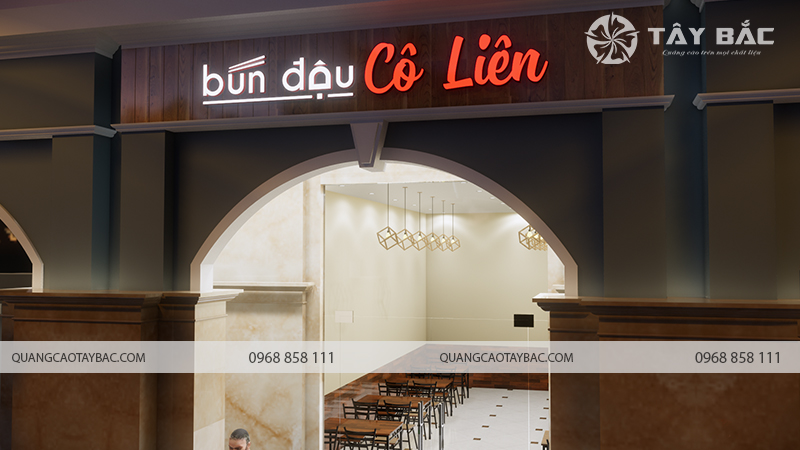 Biển quảng cáo bún đậu Cô Liên