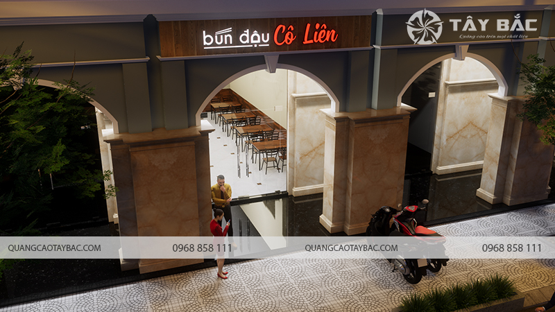 Biển quảng cáo bún đậu Cô Liên