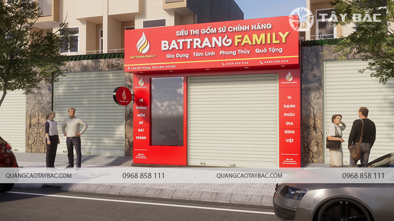 Biển hiệu siêu thị gốm sứ bát tràng Family