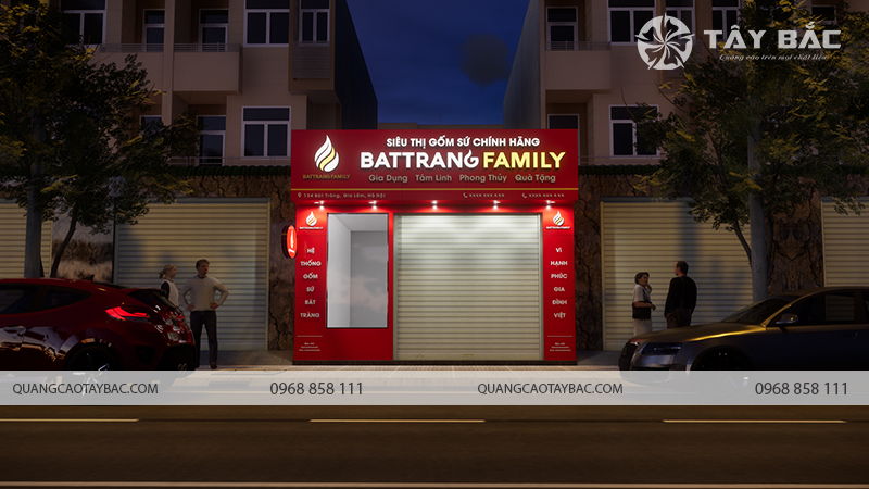 Biển hiệu siêu thị gốm sứ bát tràng Family