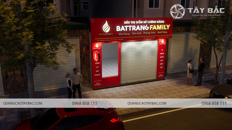 Biển hiệu siêu thị gốm sứ bát tràng Family