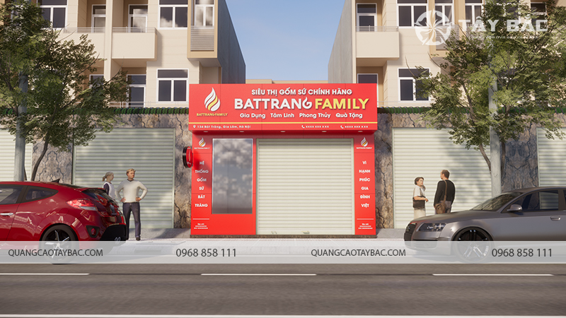 Biển hiệu siêu thị gốm sứ bát tràng Family