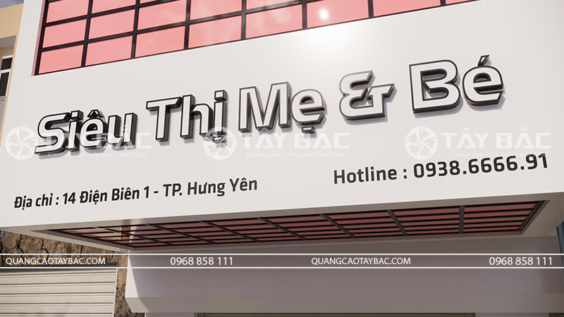 Biển hiệu siêu thị Baby Care CC mẹ và bé