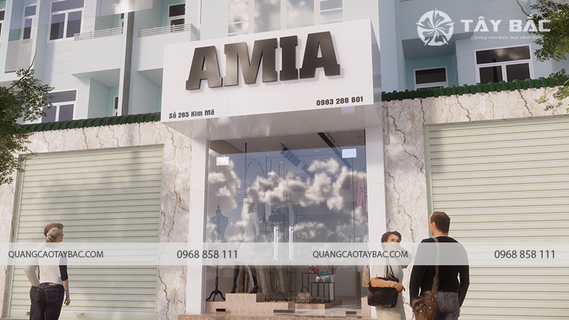 Biển quảng cáo cửa hàng thời trang Amia