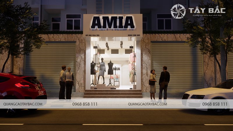 Biển quảng cáo cửa hàng thời trang Amia