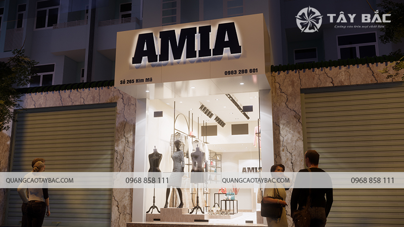 Biển quảng cáo cửa hàng thời trang Amia