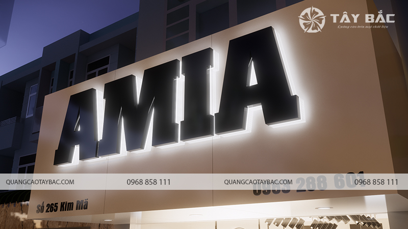 Biển quảng cáo cửa hàng thời trang Amia