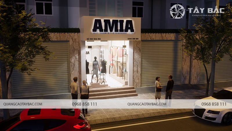 Biển quảng cáo cửa hàng thời trang Amia