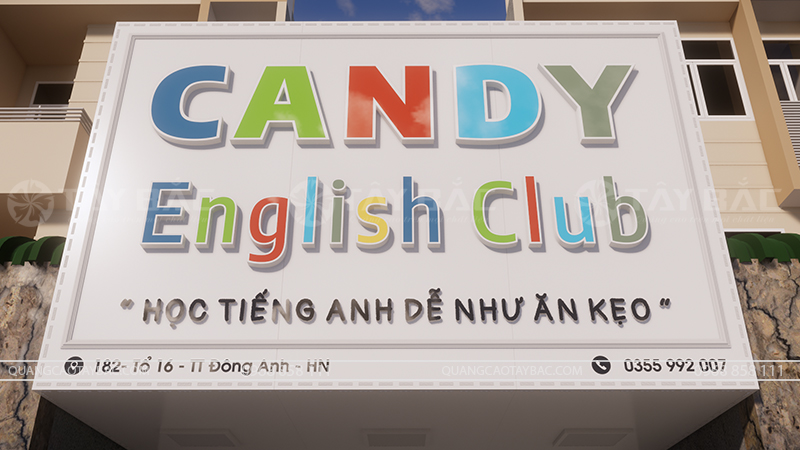 Biển hiệu trung tâm anh ngữ Candy English Club