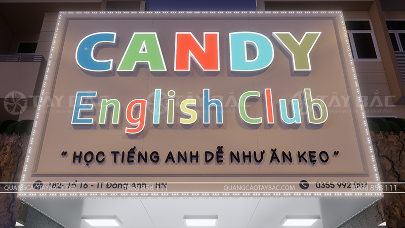 Biển hiệu trung tâm anh ngữ Candy English Club
