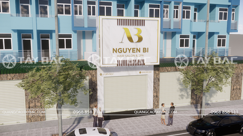 Biển hiệu salon tóc Nguyễn Bi