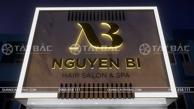 Biển hiệu salon tóc Nguyễn Bi