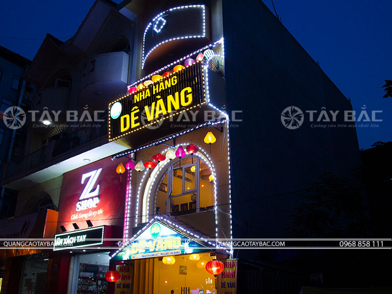 Biển quảng cáo nhà hàng dê vàng