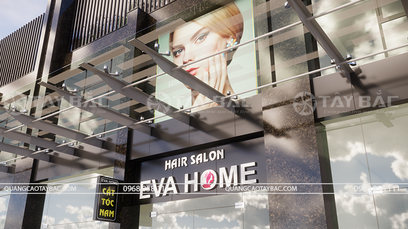Biển hiệu salon tóc Eva Home