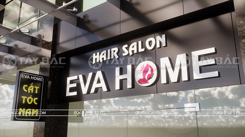 Biển hiệu salon tóc Eva Home