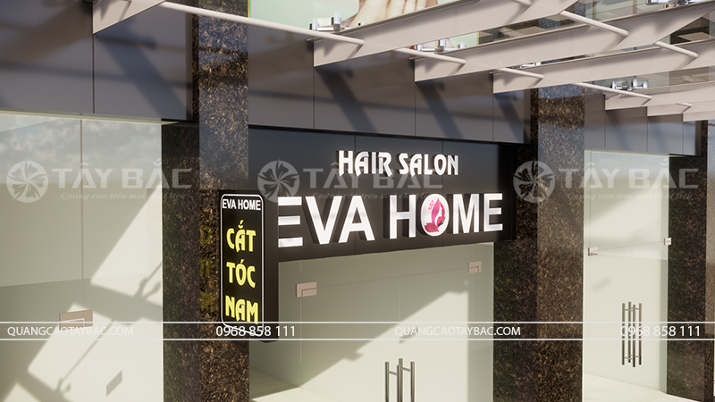 Biển hiệu salon tóc Eva Home
