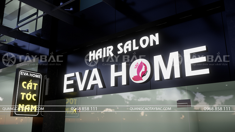 Biển hiệu salon tóc Eva Home