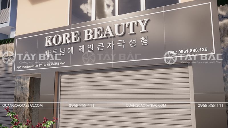 Góc chụp cận bộ chữ thẫm mỹ viện Kore