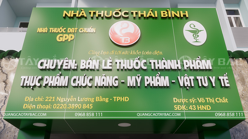 cận cảnh góc chụp mặt biển nhà thuốc Thái Bình