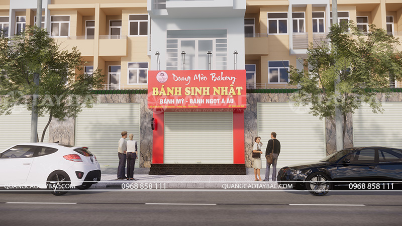 Biển quảng cáo Dung Mèo Bakery.