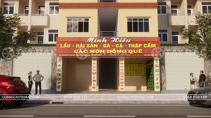 Biển hiệu nhà hàng Minh Hiếu-lẩu hải sản