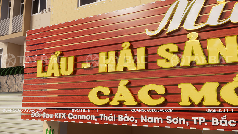 Biển hiệu nhà hàng Minh Hiếu-lẩu hải sản