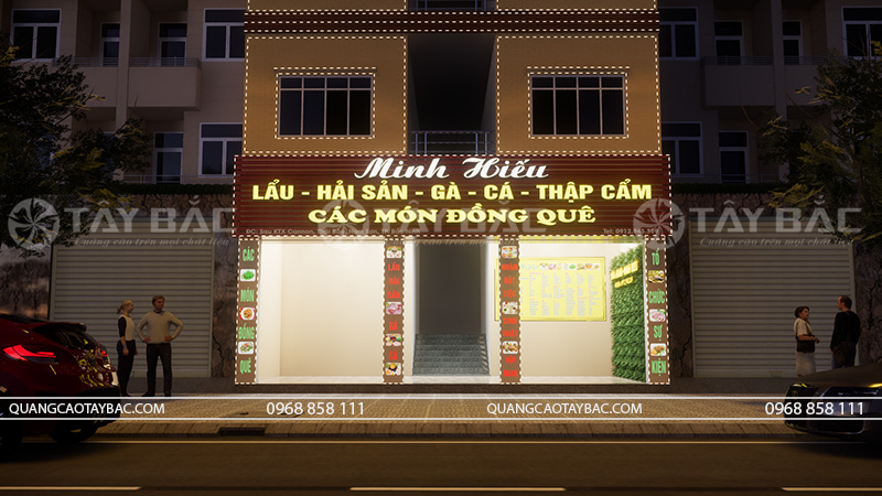 Biển hiệu nhà hàng Minh Hiếu-lẩu hải sản