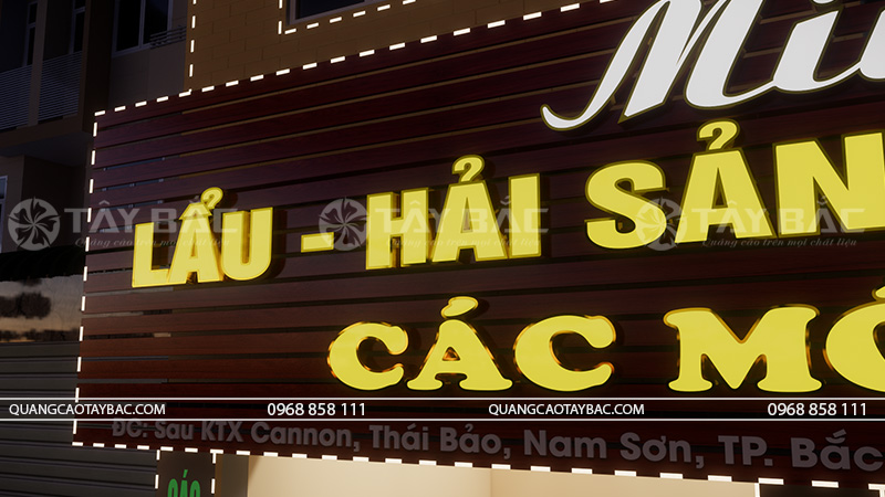 Biển hiệu nhà hàng Minh Hiếu-lẩu hải sản