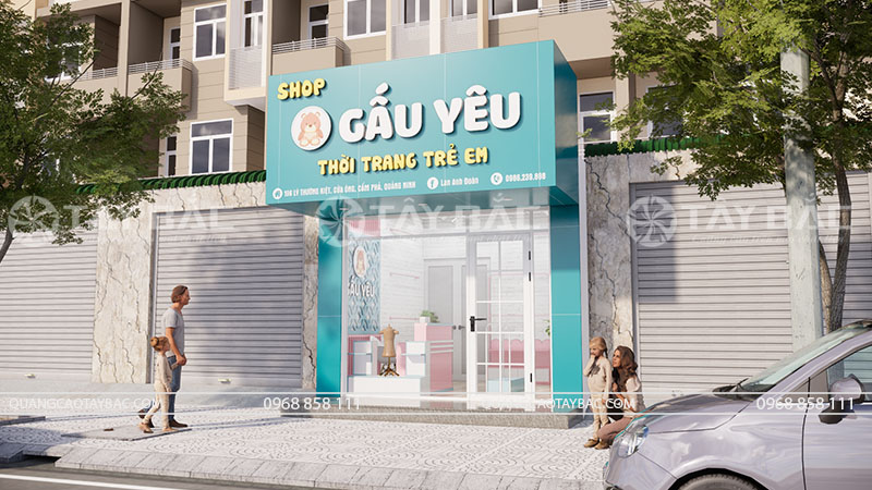 Biển quảng cáo shop Gấu Yêu-quần áo trẻ em
