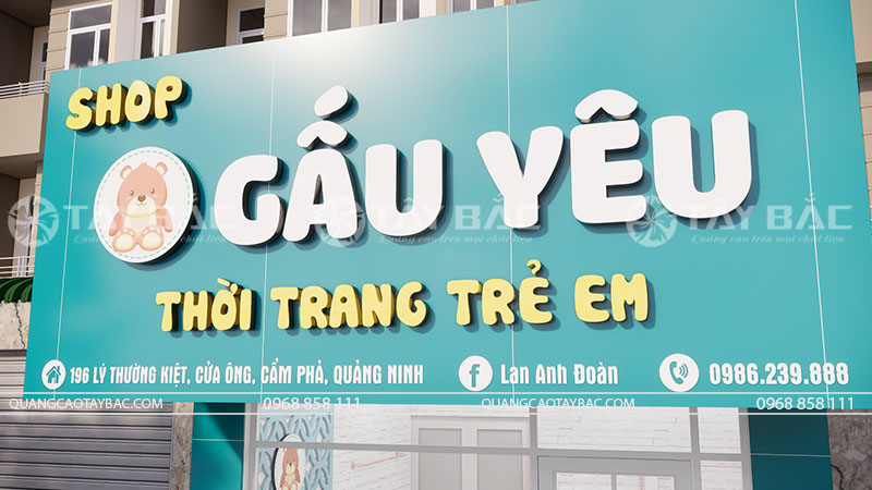 Biển quảng cáo shop Gấu Yêu-quần áo trẻ em