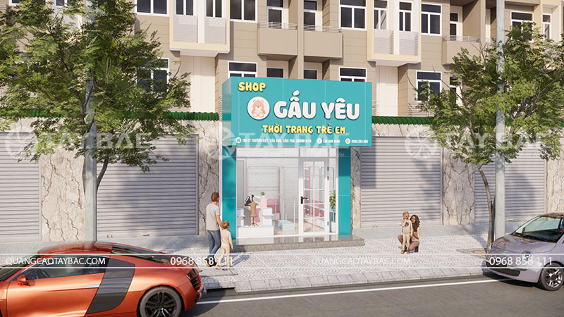 Biển quảng cáo shop Gấu Yêu-quần áo trẻ em