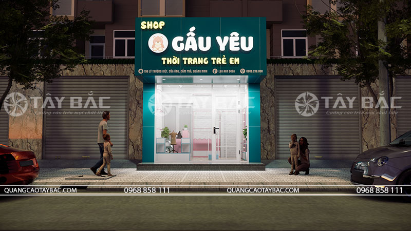 Biển quảng cáo shop Gấu Yêu-quần áo trẻ em