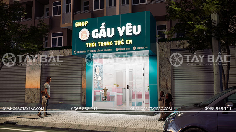 Biển quảng cáo shop Gấu Yêu-quần áo trẻ em