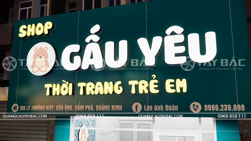 Biển quảng cáo shop Gấu Yêu-quần áo trẻ em