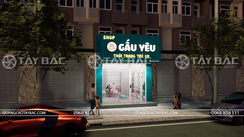 Biển quảng cáo shop Gấu Yêu-quần áo trẻ em