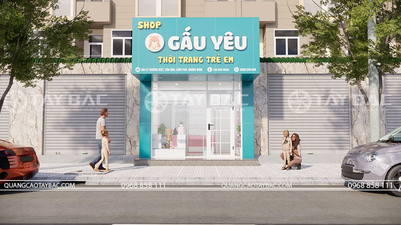Biển quảng cáo shop Gấu Yêu-quần áo trẻ em