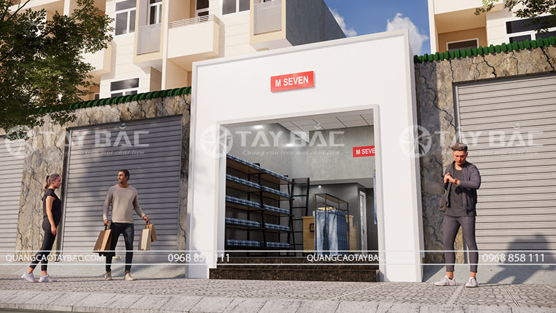 Tư vấn thiết kế biển hiệu shop quần áo M Seven