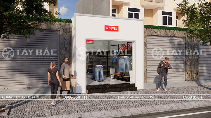 Tư vấn thiết kế biển hiệu shop quần áo M Seven