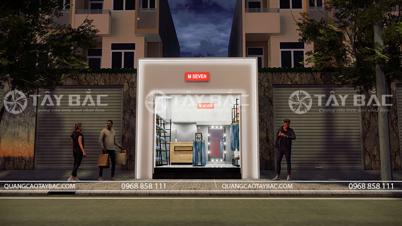 Tư vấn thiết kế biển hiệu shop quần áo M Seven