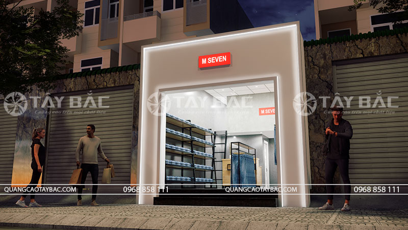 Tư vấn thiết kế biển hiệu shop quần áo M Seven