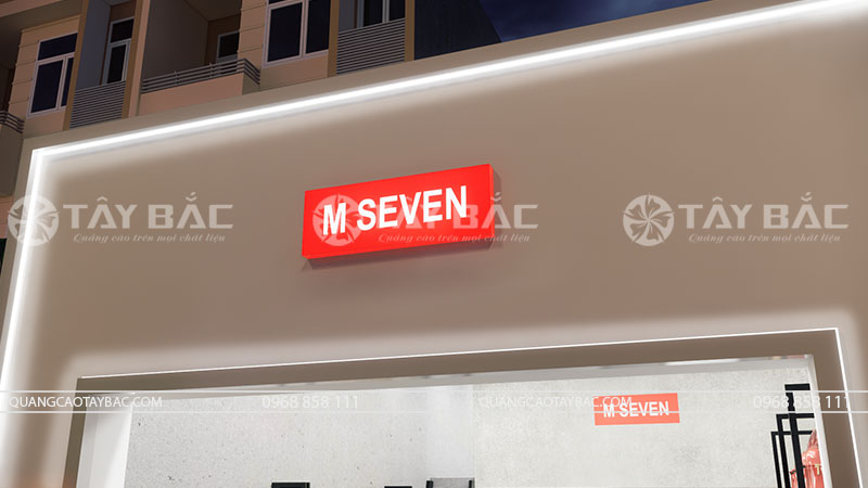 Tư vấn thiết kế biển hiệu shop quần áo M Seven