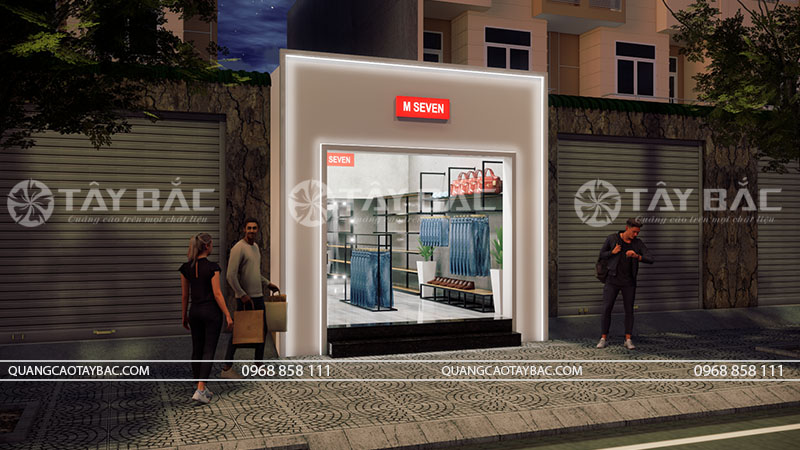 Tư vấn thiết kế biển hiệu shop quần áo M Seven